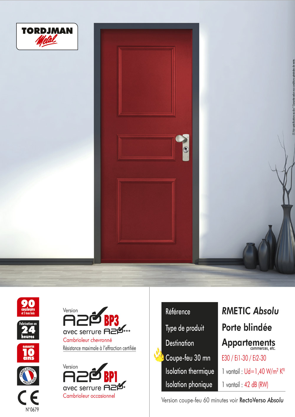 Porte blindee couleur et bois RMETIC Absolu